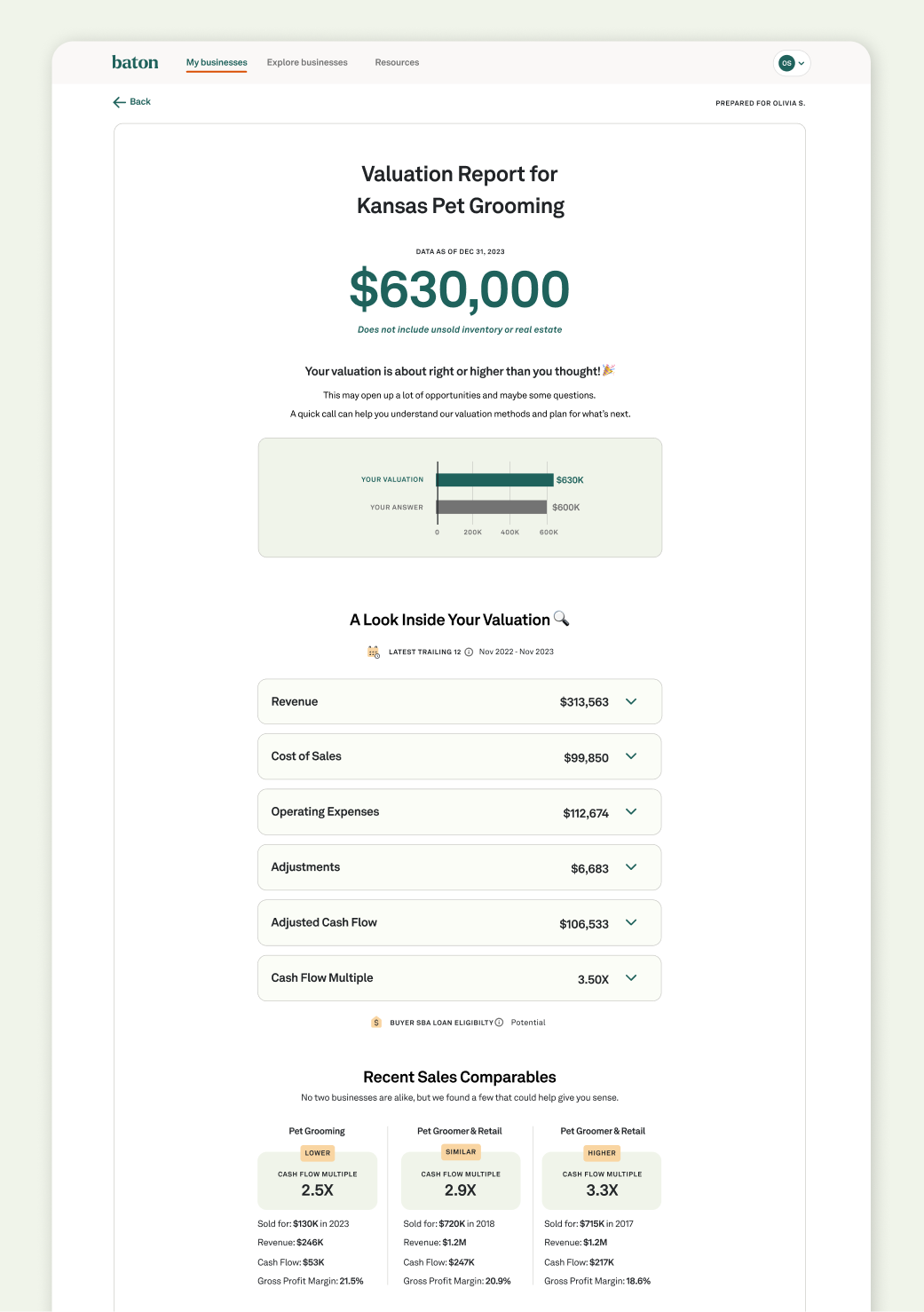 New Valuation Report Format